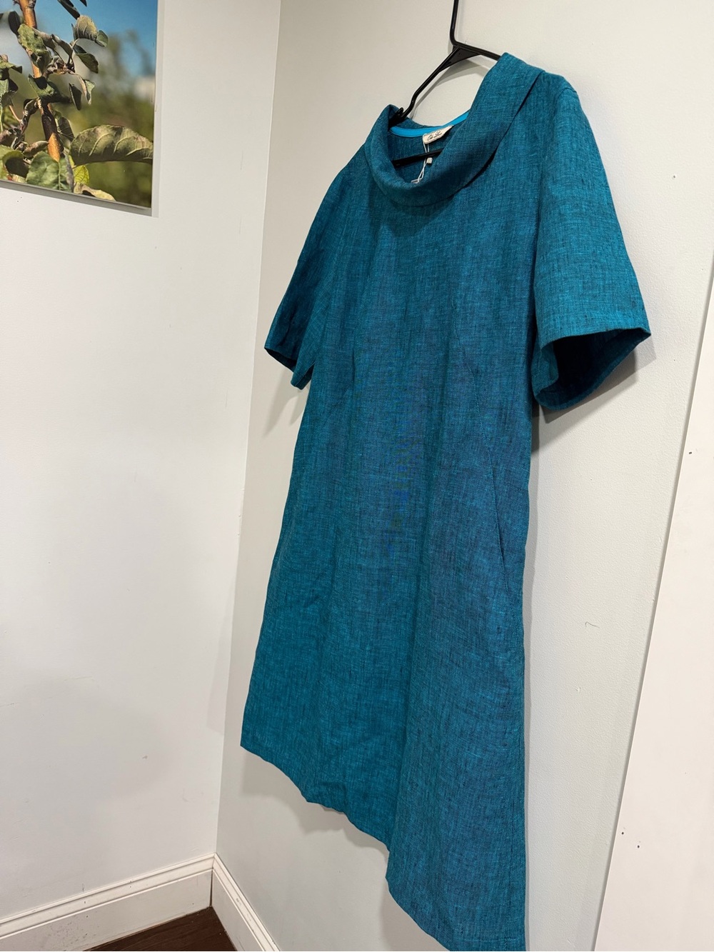 Teal Cowl-Neck Midi Dresses